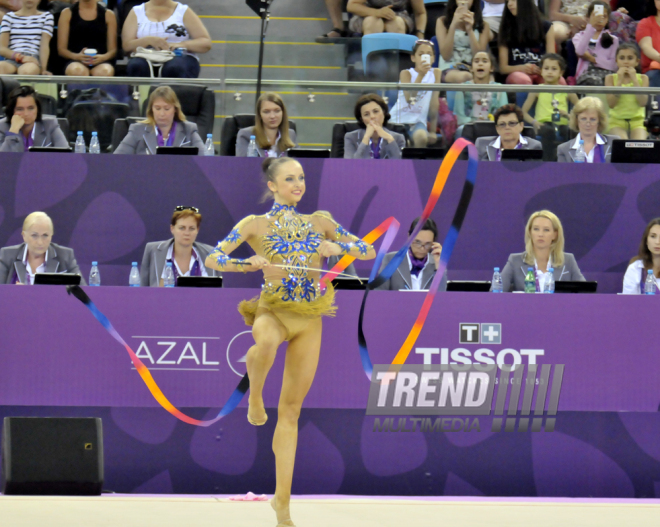 Avropa Oyunlarında bədii gimnastika üzrə lentlə hərəkətlər. Bakı, Azərbaycan, 21 iyun 2015